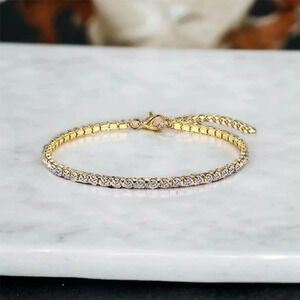 Clear Rhinestone Gold Anklet Bracelet